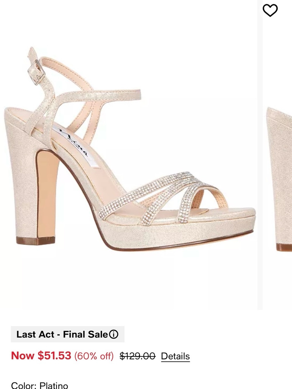 Nina Shoes Platino Crystal-Strap Platform Sandal